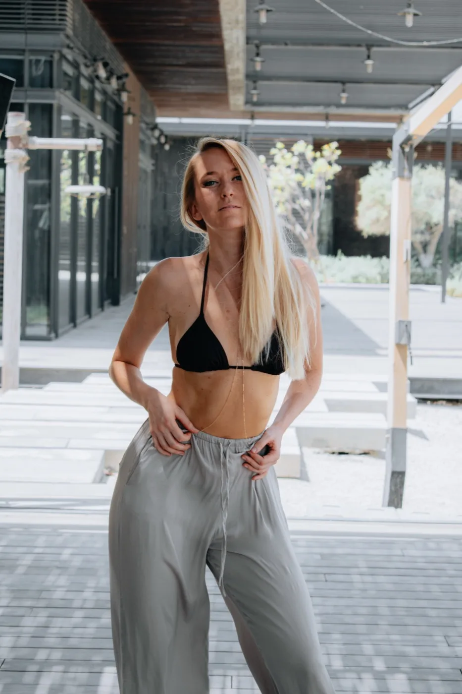 Olga during a city walk portrait session in Dubai, shot by Photoczaro